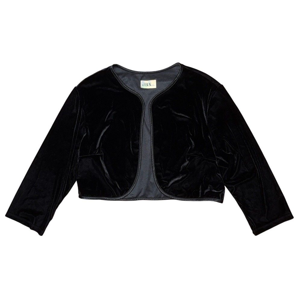 Vintage Black Velvet Bolero Jacket Cropped Coquette Minimalist Whimsigoth Y2K